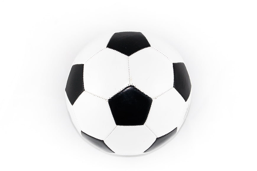Classic Black and White Soccer Ball on White Background