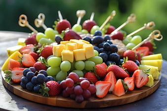 Colorful Fruit Platter with Strawberries, Grapes, and Pineapple
