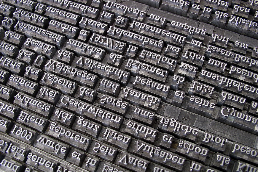 Vintage Lead Type Blocks with German Text