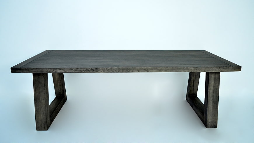 Rustic Solid Oak Dining Table With Geometric Legs