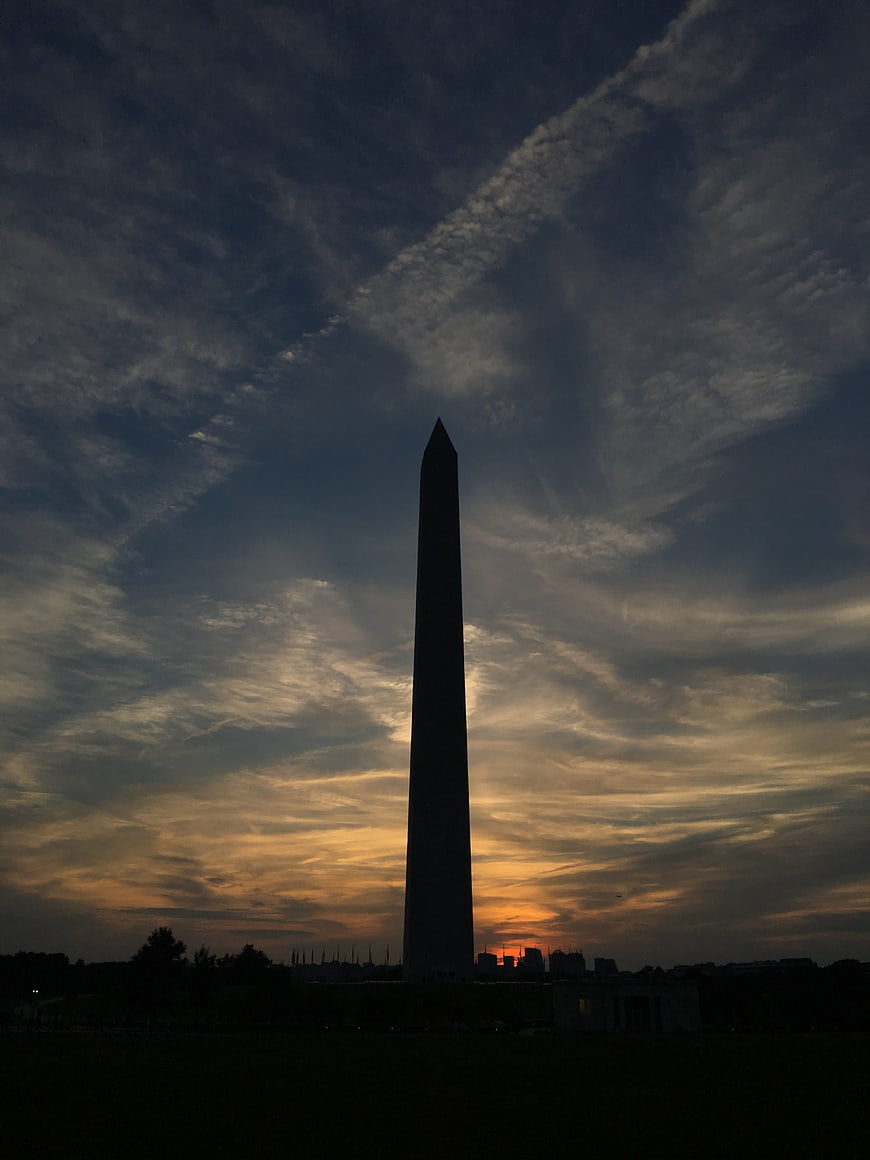Silhouette of Washington Monument at Sunset