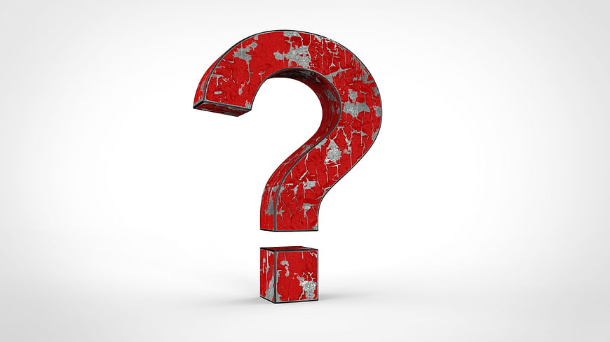 3D Red Question Mark Symbol With Distressed Texture
