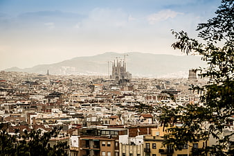 Panoramic View of Sagrada Familia and Barcelona Cityscape
