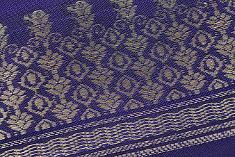 Purple and Gold Woven Fabric Texture Close Up