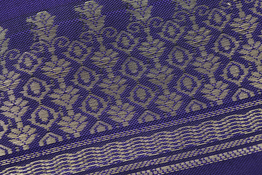 Purple and Gold Woven Fabric Texture Close Up