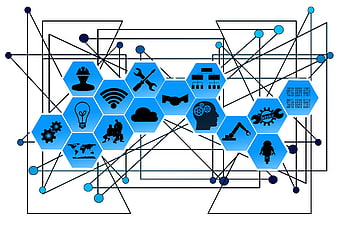 Industry 4.0 and IoT network concept with technology icons