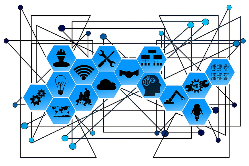 Industry 4.0 and IoT network concept with technology icons