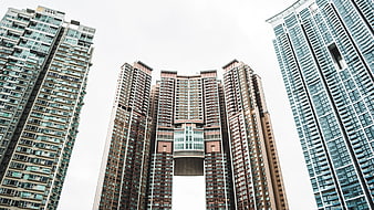 Low angle view of modern high-rise residential skyscrapers