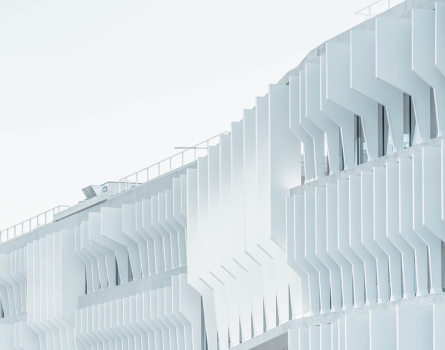 Modern White Geometric Building Facade Architecture