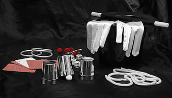 Professional Magic Prop Set With Hat, Cups, Balls, and Rope