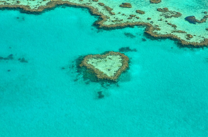 Aerial view of Heart Reef in the Great Barrier Reef, Australia