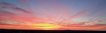 Panoramic Sunset Sky with Pink and Orange Clouds