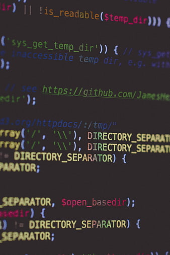 Close-up of PHP code on a dark computer screen