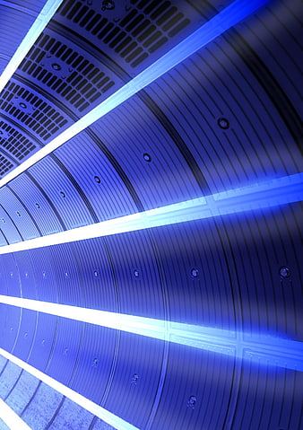 Futuristic Blue Sci-Fi Corridor with Neon Lights