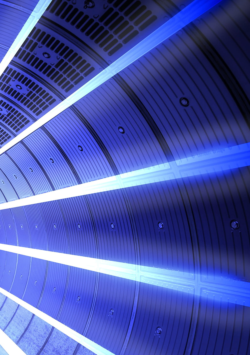 Futuristic Blue Sci-Fi Corridor with Neon Lights