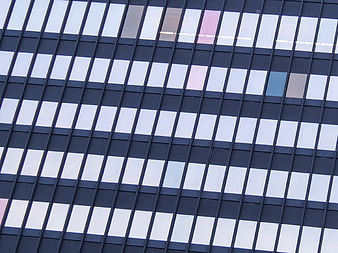 Modern Office Building Facade with Geometric Window Pattern
