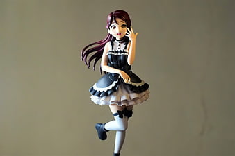 Anime Girl Figurine In Black And White Dress