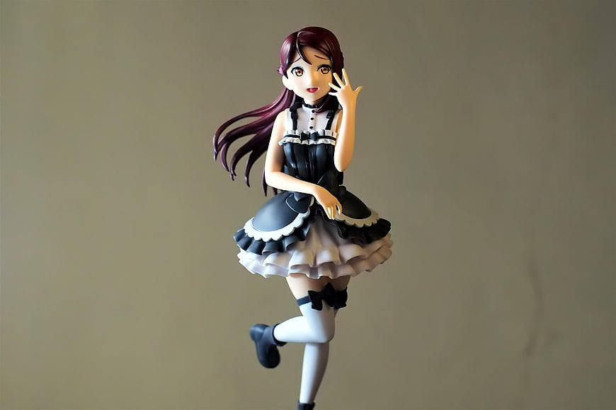 Anime Girl Figurine In Black And White Dress
