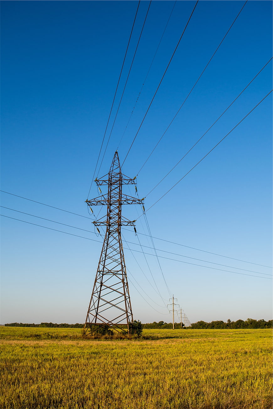 High Voltage Power Lines in Green Field