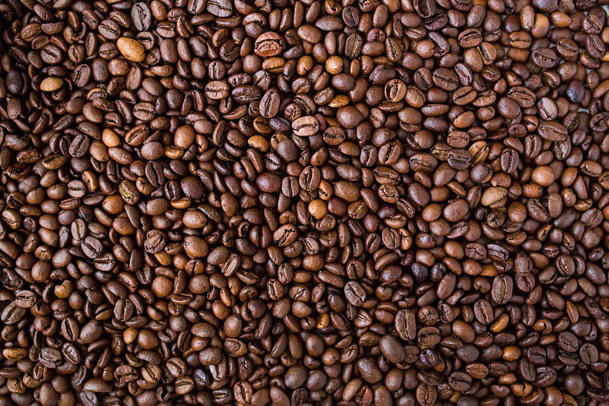 Close-up texture of roasted coffee beans background