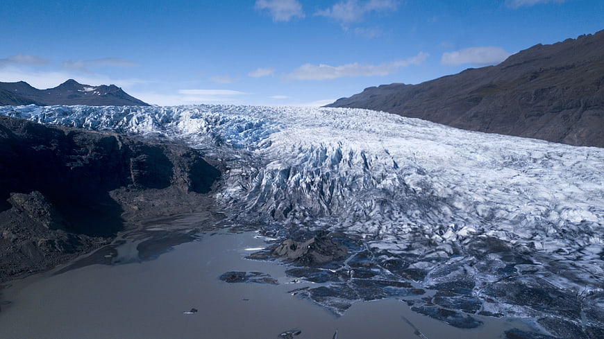 Aerial View of Glacial Lagoon and Iceberg Formation in Iceland