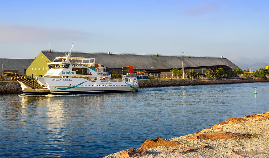 Fantasea Arcadia ferry boat docked at harbor