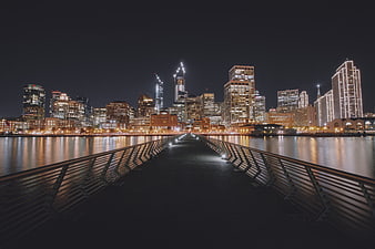 Night Skyline of Charlotte from the Freedom Park Bridge