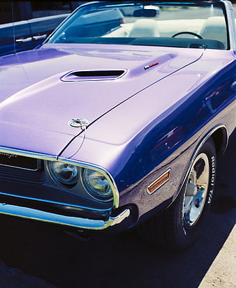 Purple Classic Dodge Challenger Convertible Front Detail