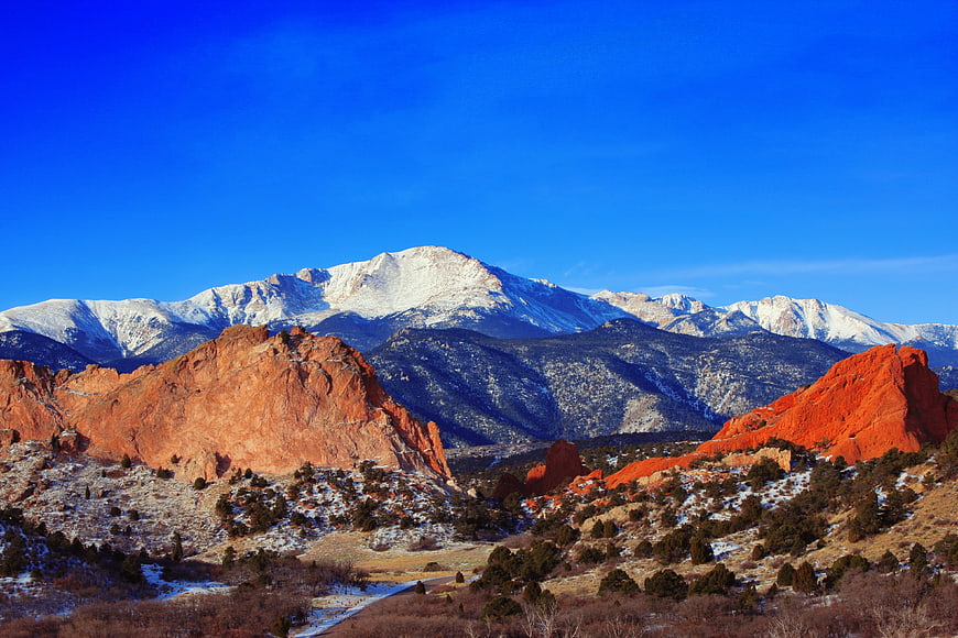 Garden of the Gods Red Rocks and Pikes Peak Colorado Landscape