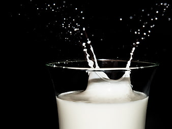 High Speed Photography of Milk Splash in Glass