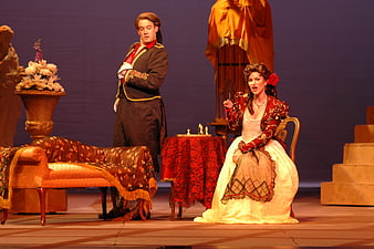 Opera performance of The Barber of Seville on stage