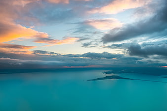Aerial View of IJsselmeer and Marken Island at Sunset