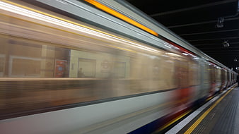 Motion Blur of Fast Moving Train in Underground Station