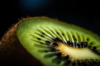 Macro Close-Up of Fresh Sliced Kiwi Fruit