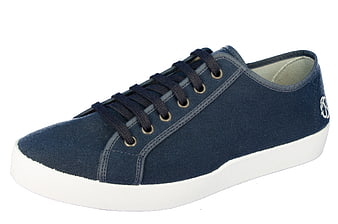 Navy Blue Canvas Sneaker with White Sole