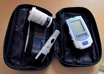 Diabetes Glucose Monitoring Kit in Black Zippered Case