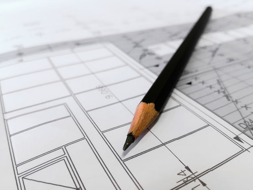 Black Pencil on Architectural Blueprint