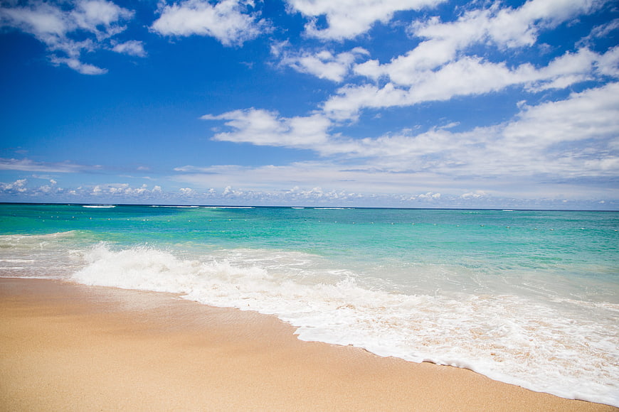 Tropical Beach with Turquoise Water and Blue Sky