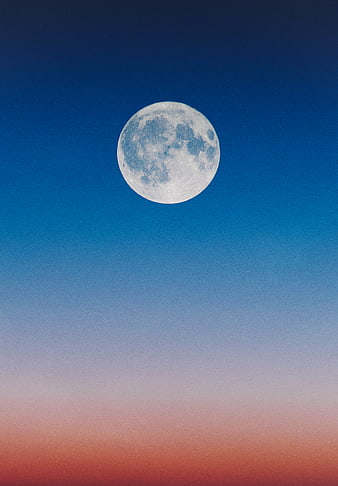 Full Moon in Blue and Pink Gradient Sky