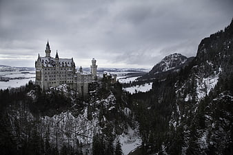 Neuschwanstein Castle in Winter Snow Landscape