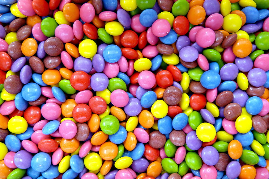 Colorful Candy Coated Chocolate Beans Background