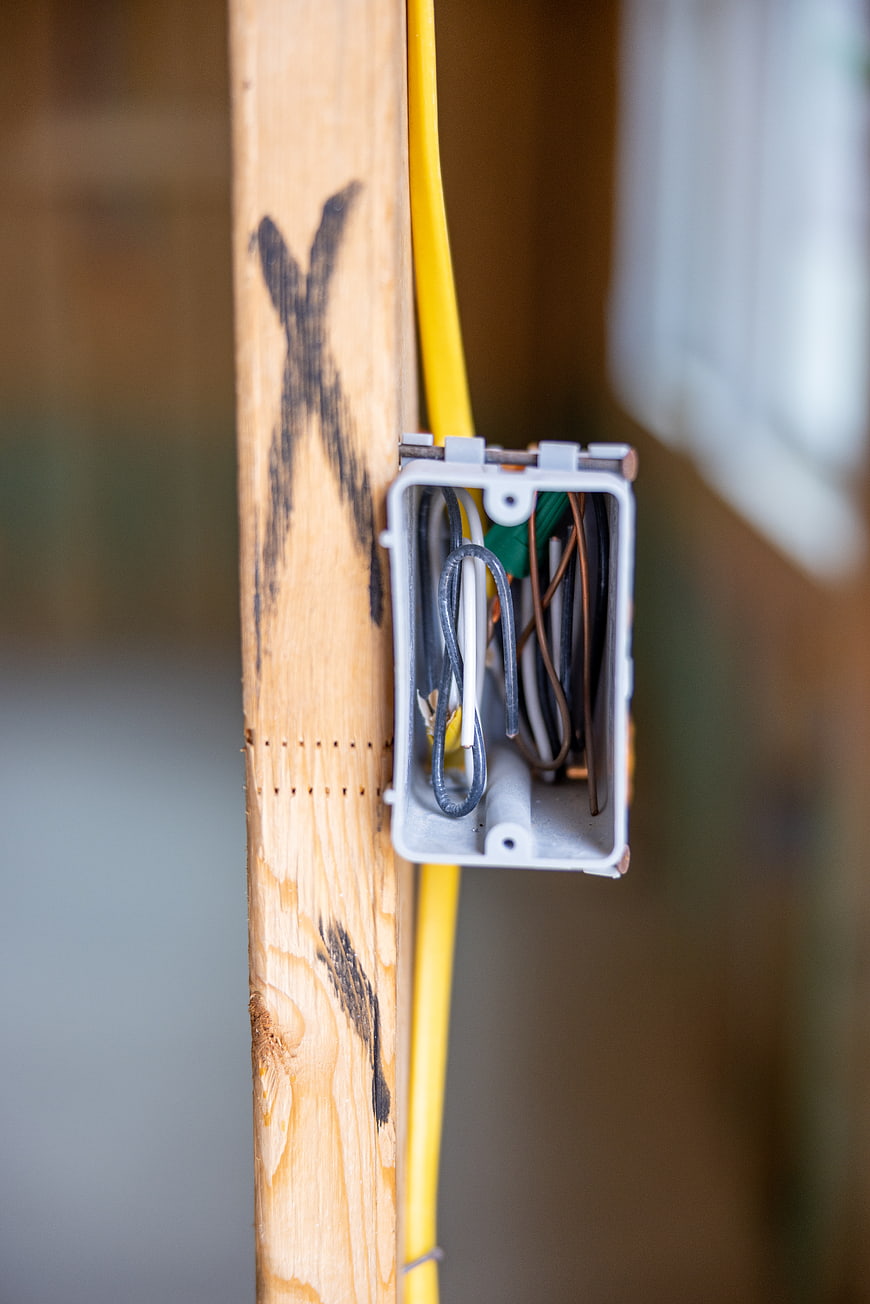 Electrical Wiring Box on Wooden Stud