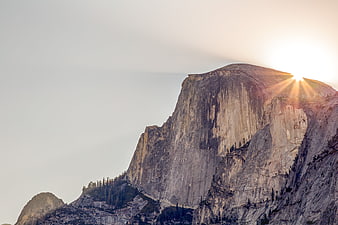Sunset behind Half Dome in Yosemite National Park