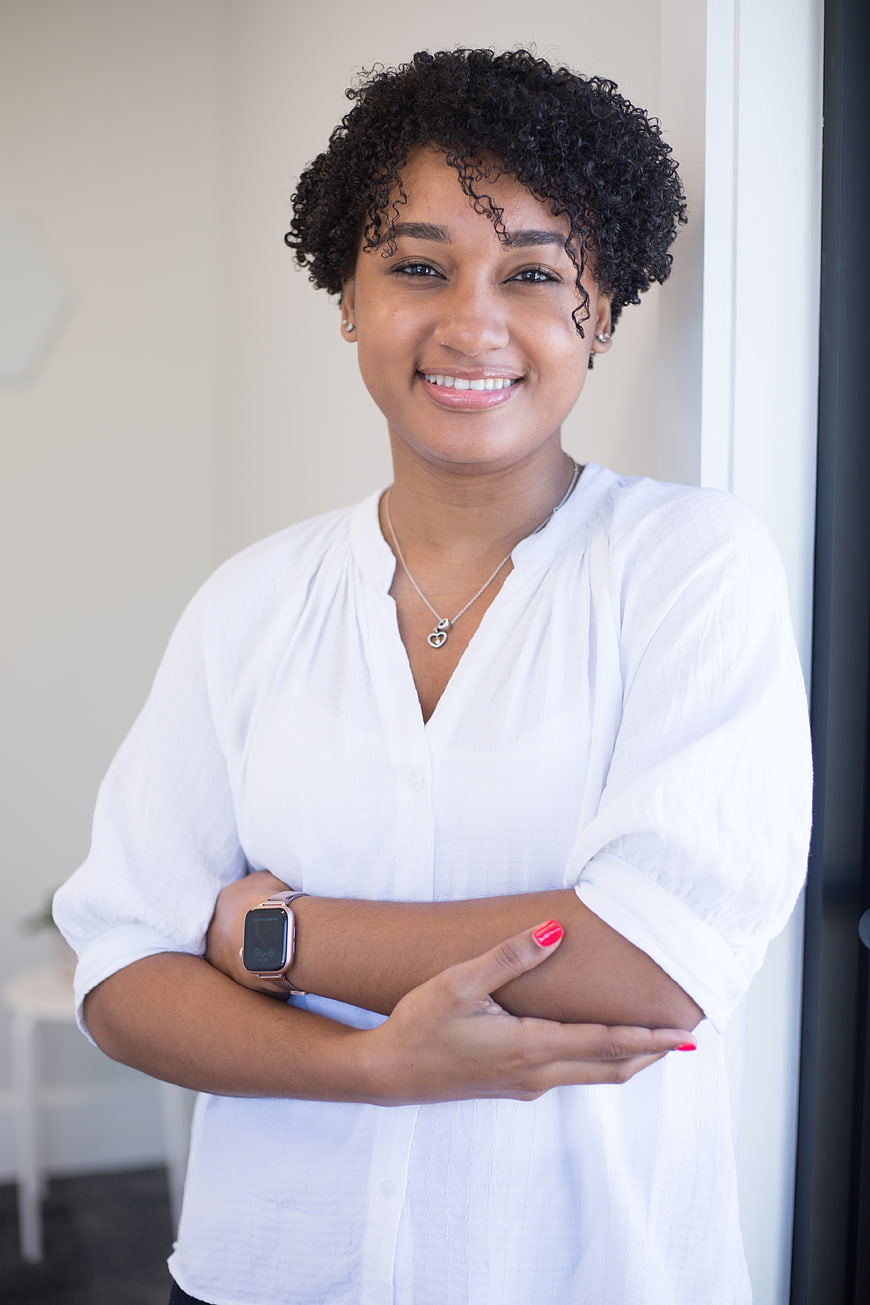 Confident Black Woman Portrait with White Shirt