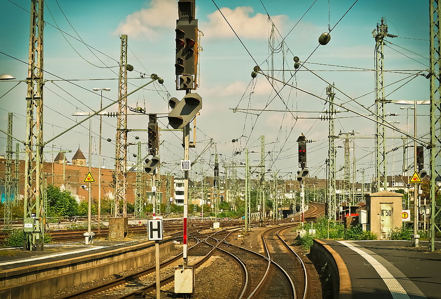 Complex Railway Tracks and Signals at Central Station