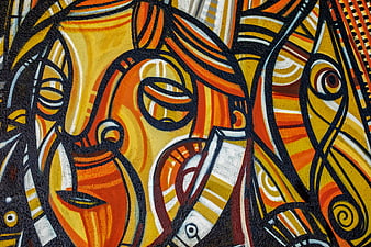 Vibrant Abstract Street Art Mural of a Woman's Face
