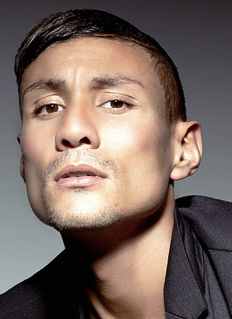 Close-up portrait of handsome man with short hair