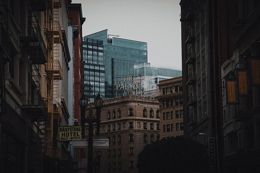 Urban Cityscape with Historic and Modern Architecture