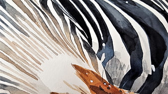 Abstract watercolor zebra stripes art detail