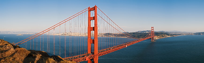 Panoramic View of Golden Gate Bridge San Francisco